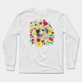 Border Terrier and Flowers in Colour Long Sleeve T-Shirt